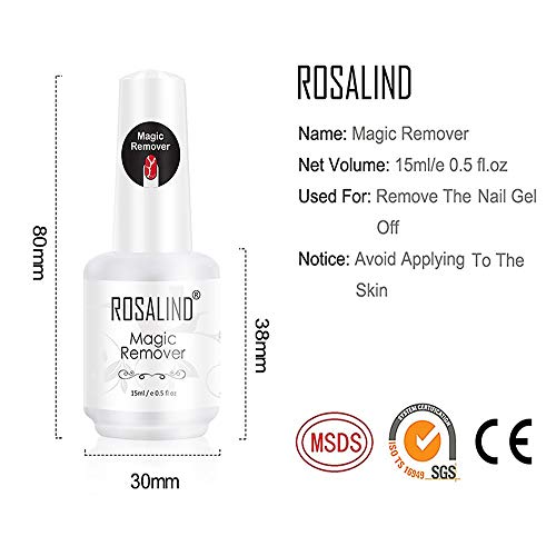 ROSALIND Magic Remover Uñas, Eliminar de Forma Rápida y Sencilla Esmaltes Semipermanente Para Uñas, No Lastimar Tus Uñas, Quitaesmalte Profesional de No Irritante