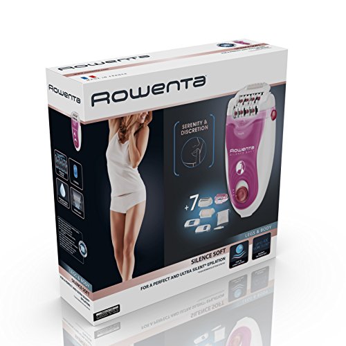 Rowenta Silence Soft EP5660 - Depiladora 2 velocidades, sistema antidolor de 24 pinzas, luz frontal Led, cabezal exfoliante, de afeitado, para axilas y para recorte para la zona del bikini