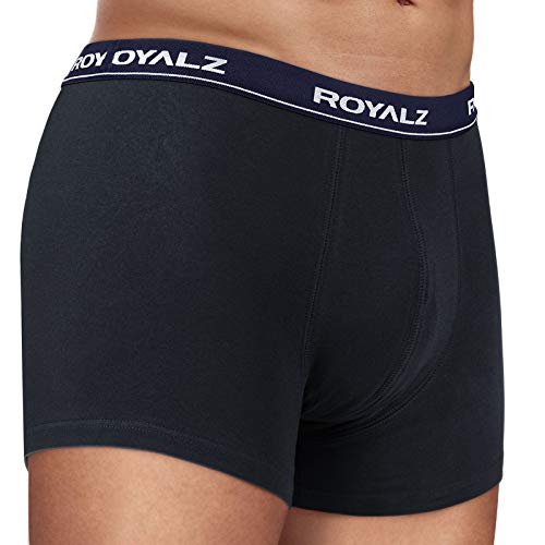 ROYALZ bóxers para Hombre Multipack (Pack de 5) Ropa Interior Calzoncillos Underwear, Color:Negro/Pretina Azul Oscuro, Tamaño:XXL