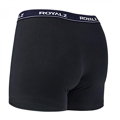 ROYALZ bóxers para Hombre Multipack (Pack de 5) Ropa Interior Calzoncillos Underwear, Color:Negro/Pretina Azul Oscuro, Tamaño:XXL