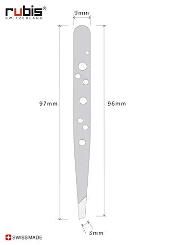 Rubis clásico Elegance - Pinzas de Depilar Profesionales - Pinza de Acero Inoxidable - Depilacion de Gran Precision para Cejas y Pelo Facial (oblicua / slant)