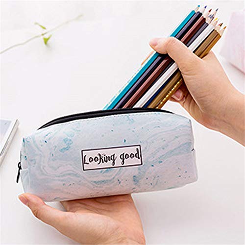 Ruikey Bolsa Para Lápices Mármol Estuche Escolar Creativa de Gran Capacidad Cartera Bolsa de Cosméticos Conveniente Para los Estudiantes Jóvenes(you can do it)