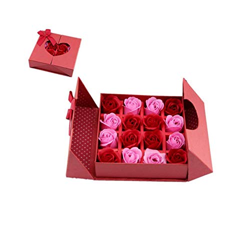 Ruiting Ramo de Flores de jabón con la Caja de Embalaje perfumado Rojo Rosa para el Día de San Valentín Rose jabón en Caja de Regalo