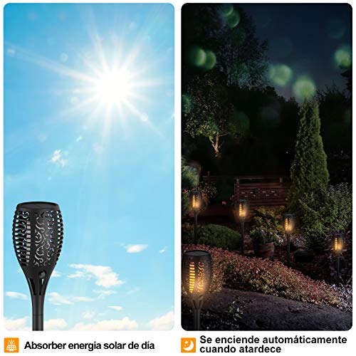 Ruyilam Llama Luz Solar de Exterior, 33 LEDs Antorcha Luces Solares Inalámbricas Impermeables para Jardín, Terraza, Patio, Fiestas, Iluminación al Aire Libre, Encendido/Apagado Automático (4 pcs)