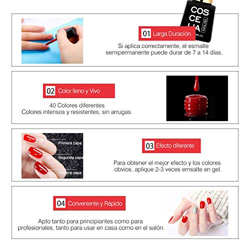 Saint-Acior Secador de Uñas 36W UV/LED Lámpara Uñas Esmaltes Semipermanentes Nail Art Esmaltes en Gel 20pcs Kit Uñas de Gel Soak off 8ml Base Coat Top Coat Manicura Pedicura Kit