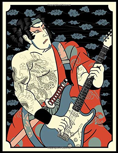 SAMURAI NOTEBOOK: Six String Bass Japanese Guitar Player Wide Ruled Lined Notebooks 110 White Paper Pages designed to use with Gel Pens | 110 pages 8.5" x 11"