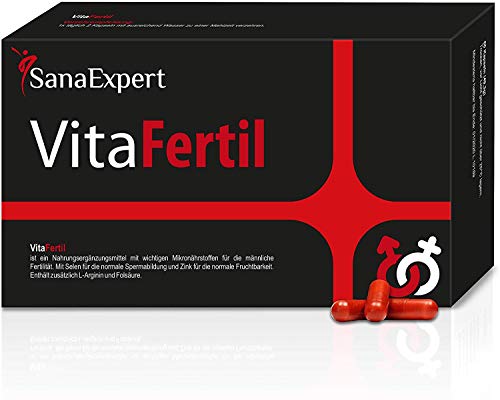 SanaExpert VitaFertil, Suplemento Nutricional para la Fertilidad Masculina, Ayuda a Mejorar la Calidad de la Esperma, L-arginina, Zinc, Selenio, Vitaminas y Minerales, 60 cápsulas