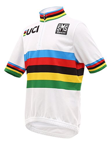 Santini Replica UCI World Champion - Jersey de manga corta para niños, color Blanco, talla 9 años