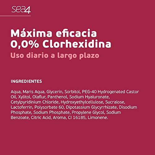 SEA4 Colutorio Encías Uso Diario. Previene el Sangrado de Encias e Inflamación por Gingivitis. Formulado con Agua de Mar. Sin Alcohol. 0% Clorhexidina, 500ml.