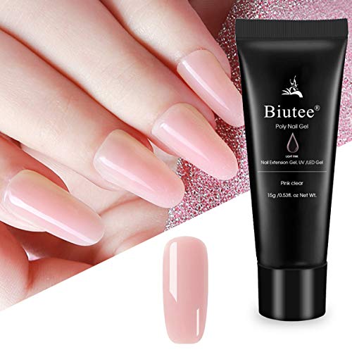 Seisso Kit Esmalte de Gel de Uñas 15ml, Gel de Uñas Acrilicas de Color Rosa con 30ml Solución Deslizante 8ml Capa Superior y Base con Accesorios para decorar uñas