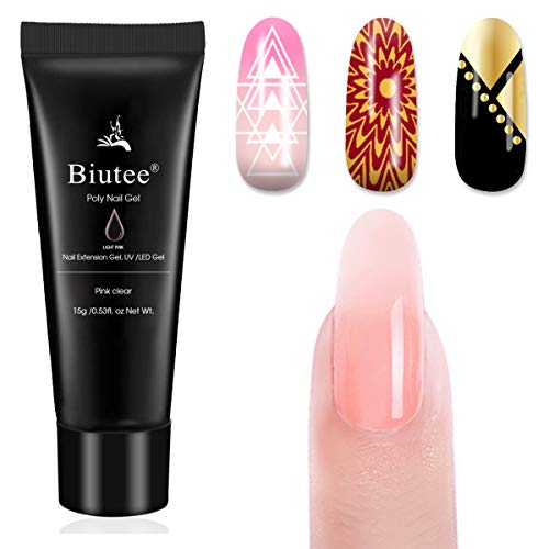 Seisso Kit Esmalte de Gel de Uñas 15ml, Gel de Uñas Acrilicas de Color Rosa con 30ml Solución Deslizante 8ml Capa Superior y Base con Accesorios para decorar uñas