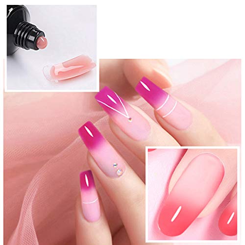 Seisso Kit Esmalte de Gel de Uñas 15ml, Gel de Uñas Acrilicas de Color Rosa con 30ml Solución Deslizante 8ml Capa Superior y Base con Accesorios para decorar uñas