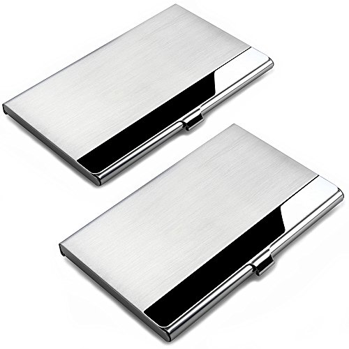 SENHAI - 2 unidades de soportes para tarjetas de visita profesional, color Stainless steel cover