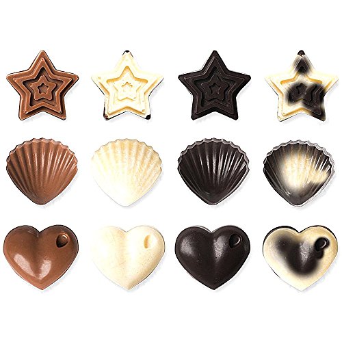 Senhai Silicio Molds 3 Pack Caramelo, Chocolate Moldes Cubo de Hielo Bandejas - Corazones, Estrellas y Conchas, diversión, niños de Juguete septiembre