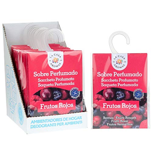 Set de 12 Sobres Perfumados, Bolsitas Aromáticas de Frutos Rojos, Saquitos para el Armario, Cajón, Ropa de Bebé, Zapatero, Maleta, Eliminan el Mal Olor