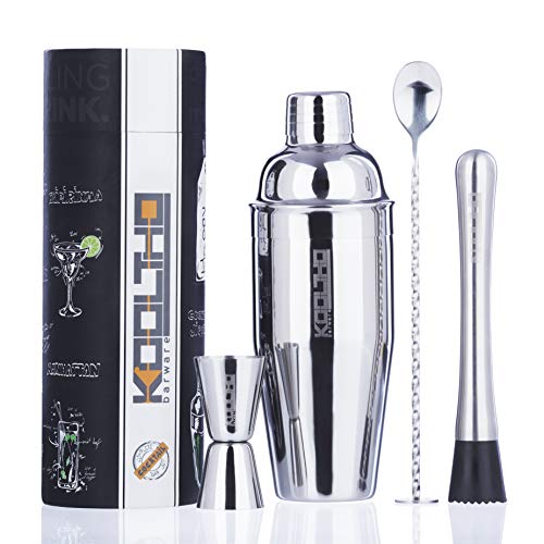 Set de Coctelería con Coctelera Profesional y Accesorios de Acero Inoxidable para Cócteles. Personaliza la Caja del Kit Cóctel. ¡Tu Regalo Original para un Hombre o una Mujer!