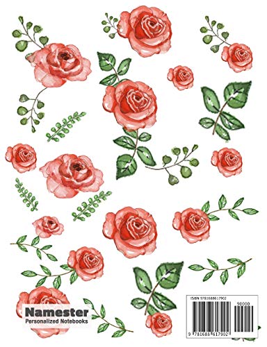 Shakira: Personalized Composition Notebook – Vintage Floral Pattern (Red Rose Blooms). College Ruled (Lined) Journal for School Notes, Diary, Journaling. Flowers Watercolor Art with Your Name