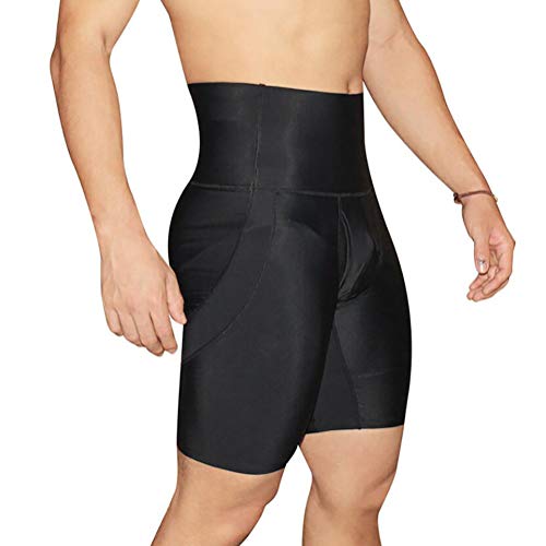 SHANGLY Hombres Shorts Fajas Butt Lifter Ropa Interior Cintura Alta Escultor de Cuerpo Anti-Curling Bragas de compresión,L