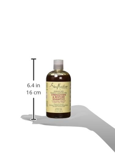 Shea Moisture Jamaican Champú fortalecedor y restaurador de aceite de ricino negro, 384 ml