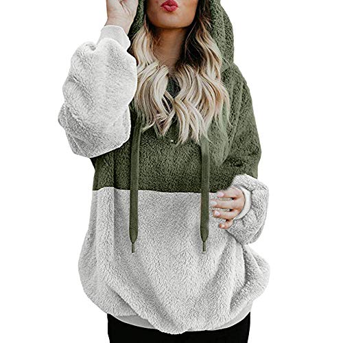 SHOBDW Liquidación Venta Mujer Sudadera con Capucha Suelta Tallas Grandes Jersey de Mujer Jersey otoño Invierno Manga Larga Remata Abrigo cálido (S, S-Verde)