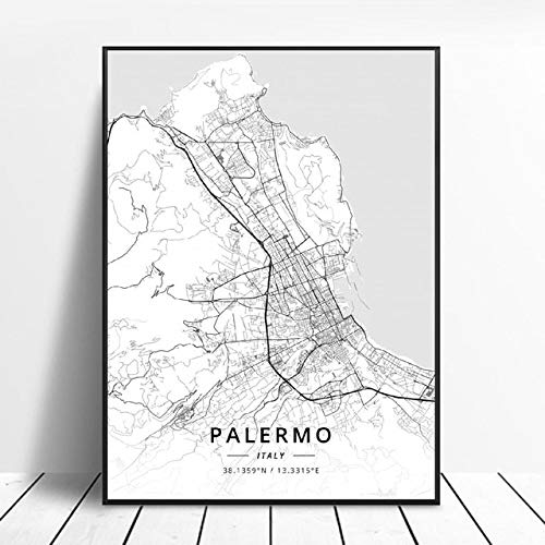 shuimanjinshan Trieste Lecce Palermo Taranto Parma Roma Italia Mapa Lienzo Arte Cartel 50X70 Cm No Frame W-222