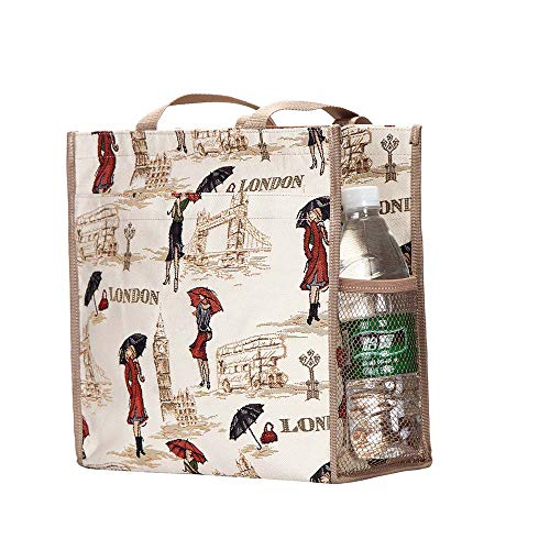 Signare Bolso tapiz Shopper de moda mujer bolso de hombro varios diseños (Señorita Londres)