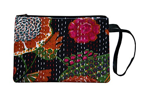 silkroude Bolsa al por Mayor Lot Monedero del Embrague de la India Kantha Ladies EDH Hecho a Mano Tipo Cartera 5 Unidades