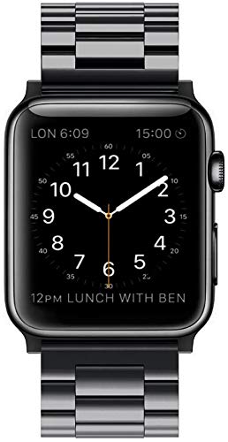 Simpeak Correa Compatible con Apple Watch Series 4/Series 3/Series 2/Series 1 42mm Reemplazo de Banda con Metal Corchete Compatible con iWatch Todos los Modelos, Negro