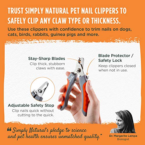 Simply Natural Cortaúñas para Mascotas Cortaúñas para Mascotas Muy Afilado para Perros Gatos Pájaros y Rodeores Apto para Todos los Tamaños de Uñas con una Lima de Uñas de 14 cm