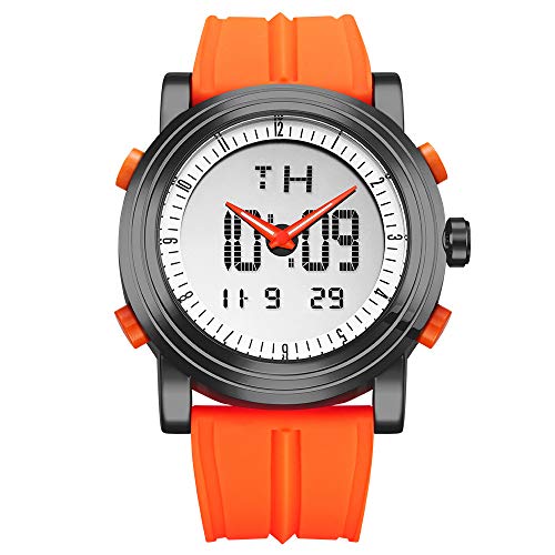 SINOBI Sport Military Rubber Relojes Digitales de Cuarzo y de Cuarzo para Hombres, con Doble Hora automática y Fecha