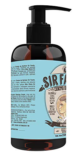 Sir Fausto After Shave Bálsamo para Después del Afeitado-Enriquecido con Caléndula & Té Verde - Efecto Mentolado- 250 ml