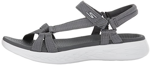 Skechers On The Go 600-Brilliancy, Sandalia con Pulsera para Mujer, Gris (Charcoal), 39 EU