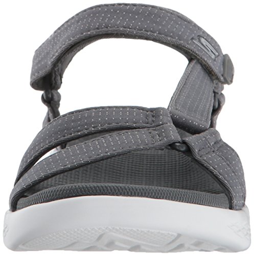 Skechers On The Go 600-Brilliancy, Sandalia con Pulsera para Mujer, Gris (Charcoal), 39 EU