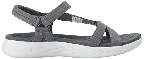 Skechers On The Go 600-Brilliancy, Sandalia con Pulsera para Mujer, Gris (Charcoal), 39 EU