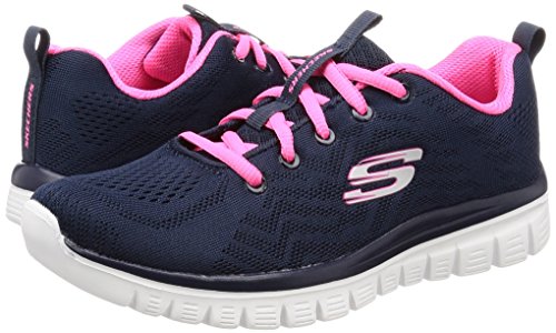 Skechers Women 12615 Low-Top Trainers, Blue (Navy Mesh/Hot Pink Trim Nvhp), 4 UK (37 EU)