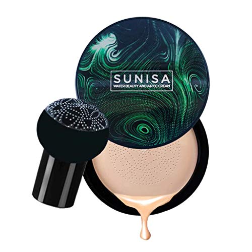 Small Mushroom Head Air Cushion CC Cream, Lasting Concealer Moisturizing Foundation Nude Makeup Whitening Brightening Pigment BB Liquid Foundation Makeup Base Primer (Natural Color)