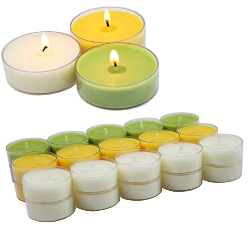 Smart-Planet® - Juego de velas aromáticas de ambiente (30 unidades, aroma afrutado de citronela, carcasa transparente, 4 horas de combustión)