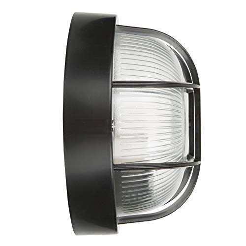 Smartwares BE100Z - Aplique de pared redonda, luz exterior, negra