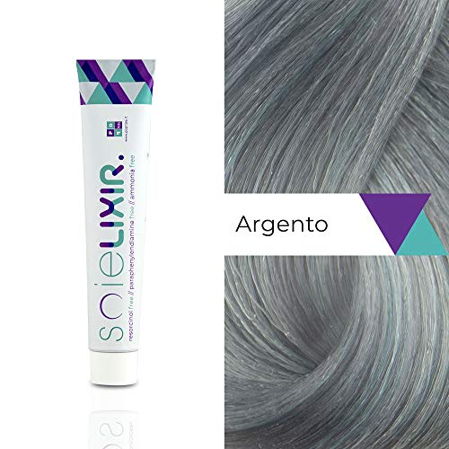 Soielixir Tinte Permanente para Cabello en crema SIN Resorcinol, parafenilendiamina y amoniaco - 93 colores - 100 ml - Plata