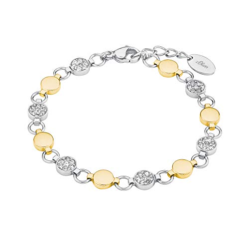 s.Oliver - Pulsera para mujer de acero inoxidable con IP oro cubierto con cristales de Swarovski®