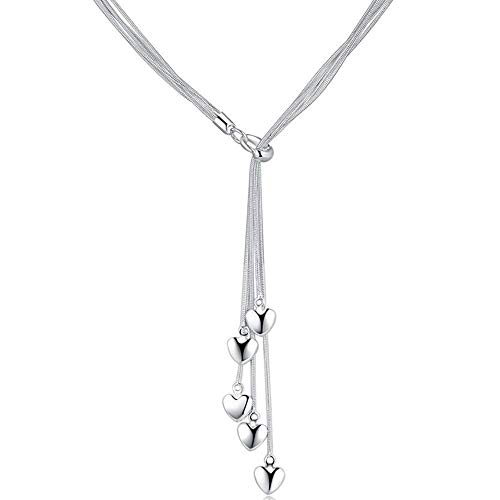 SONGAI Significado Forma de corazón de Las Mujeres Collar de Plata Colgante Plateado Plata del Dulce 45 CM DE Amor