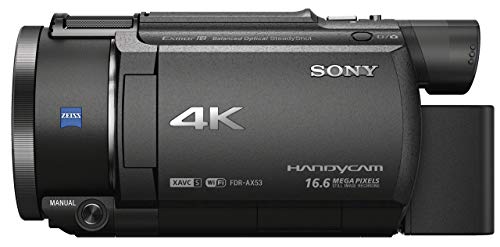 Sony Handycam FDR-AX53 - Videocámara (pantalla de 3", con grabación 4K Ultra HD, lente Zeiss Vario-Sonnar de 26,8 mm, zoom óptico de 20x)