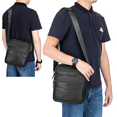 SPAHER IPAD Bolso de cuero Bolso De mano de los hombres del trabajo Hombro del negocio del morral Backpack Crossbody Bolso ocasional del recorrido de la honda del totalizador Grande