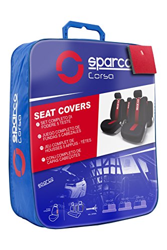 Sparco SPC101 Juego de fundas para asientos de coche, 11 Piezas, modelo CLASSIC