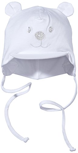 Sterntaler Gorra unisex con visera y cinta para el cuello con bonito motivo de oso, Edad: 6-9 meses, Tamaño: 45, Blanco