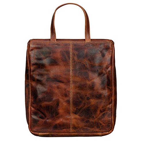 STILORD 'Lewi' Neceser Piel con Gancho Colgantes Hombres Mujeres marrón XL Grande Bolsa de Lavado de Piel Cuero auténtico Vintage Design, Color:Milano - marrón