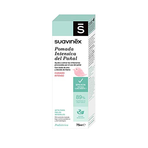 Suavinex – Pomada Intensiva de pañal para bebés, Cuidado Intenso para pieles muy Sensibles, Pomada del Pañal con Textura Pomada Untosa, 89% Ingredientes de Origen Natural, 75 ml