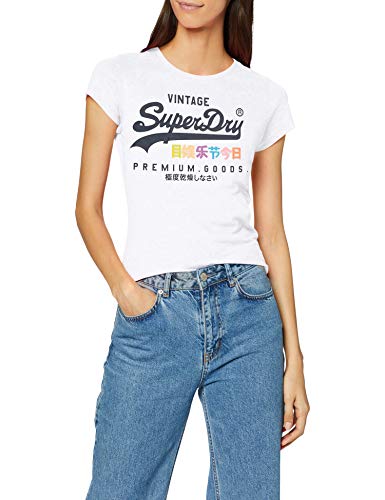 Superdry Premium Goods Puff Entry tee Camiseta de Tirantes, Blanco (Optic 01c), S (Talla del Fabricante:10) para Mujer