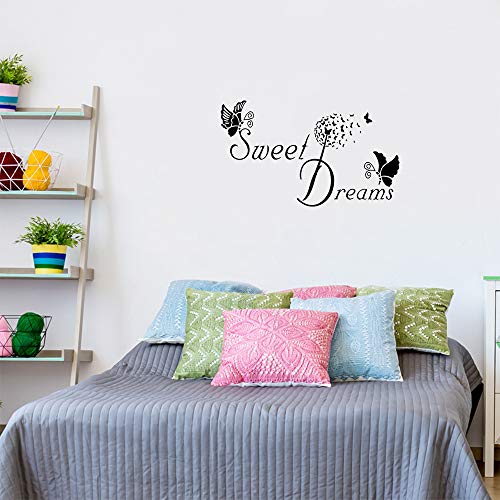 ‘Sweet Dream’ Mariposa Pegatinas de Pared Etiqueta de la Pared, AUHOTA DIY Decorativo Adhesivo Arte Murales para Niños Dormitorio Sala Vestidor Regalo (19×11,4pulgadas, Negro)