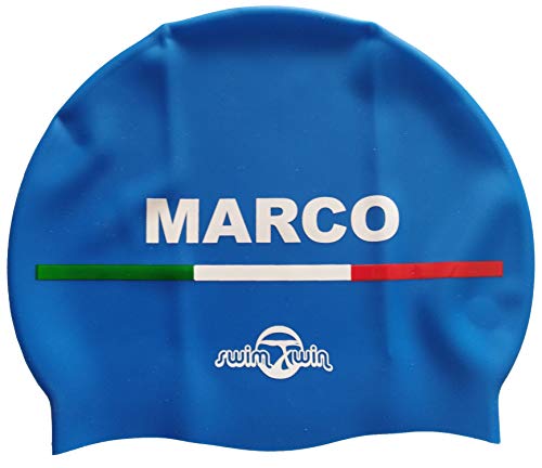 Swimxwin Giorgio | Gorro de Silicona Personalizado con tu Nombre | Gorro de Natación| Alta Comodidad y aderencia | Diseño y Estilo Italiano